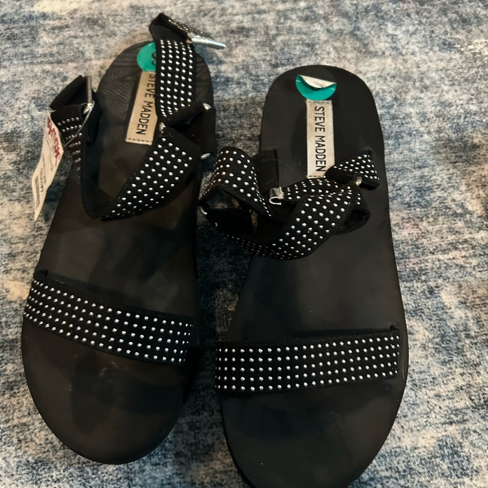 Steve Madden Black Sandals with Silver Studs